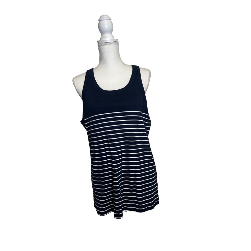 Lucky Brand Women's Blue and White Striped Tank‎ Top Size XXL